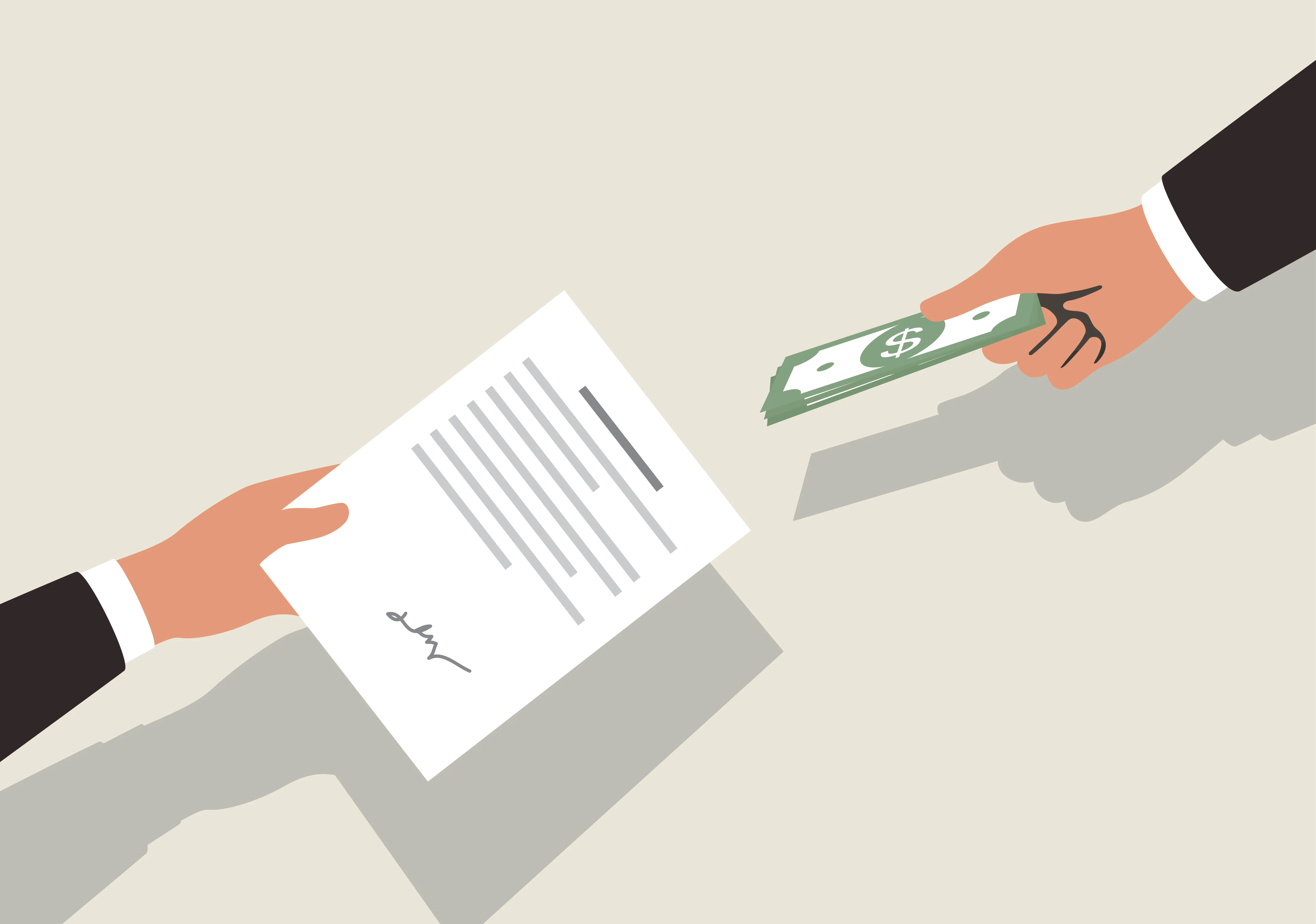 Get money for contract, vector illustration