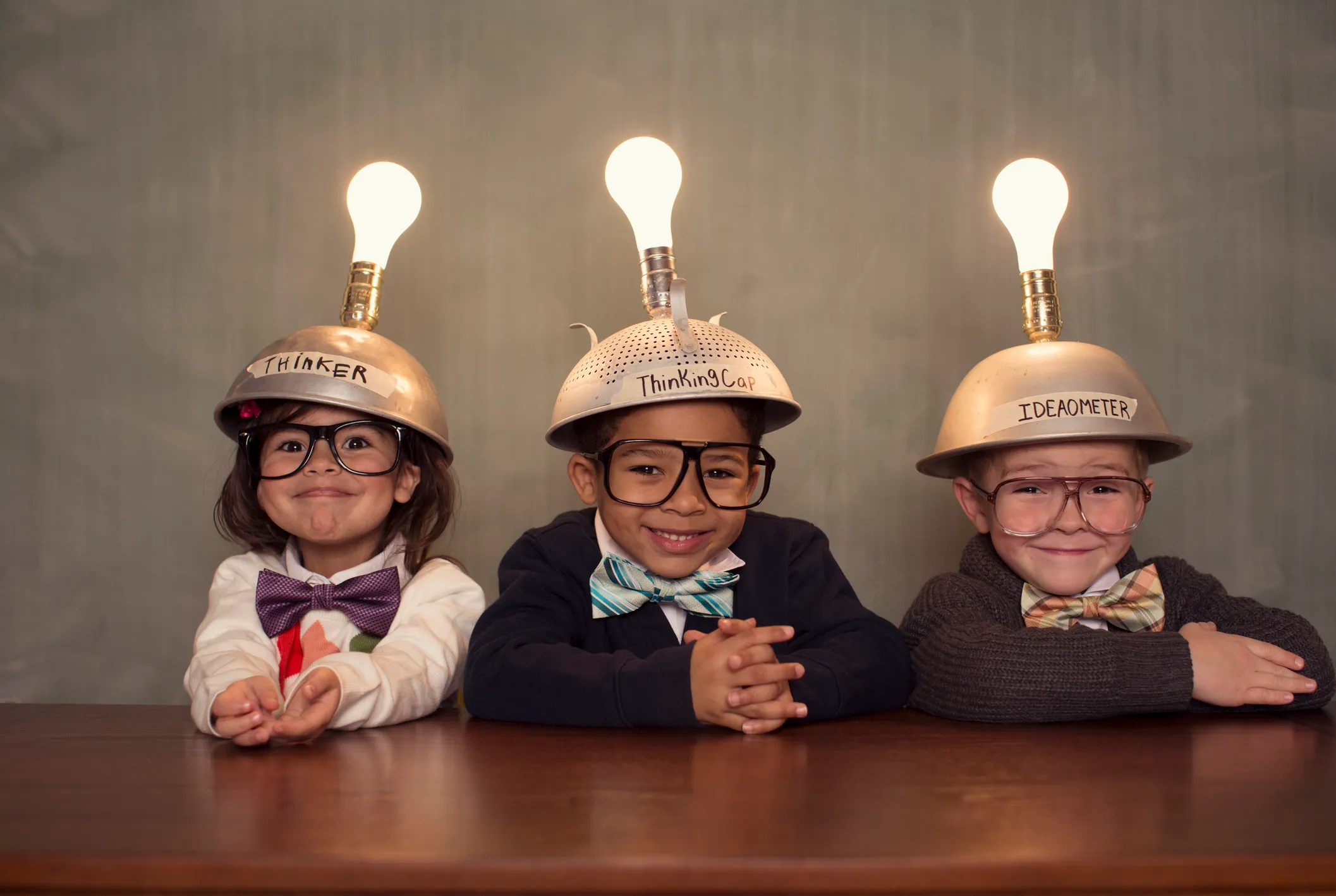 Children Wearing Lighted Helmets