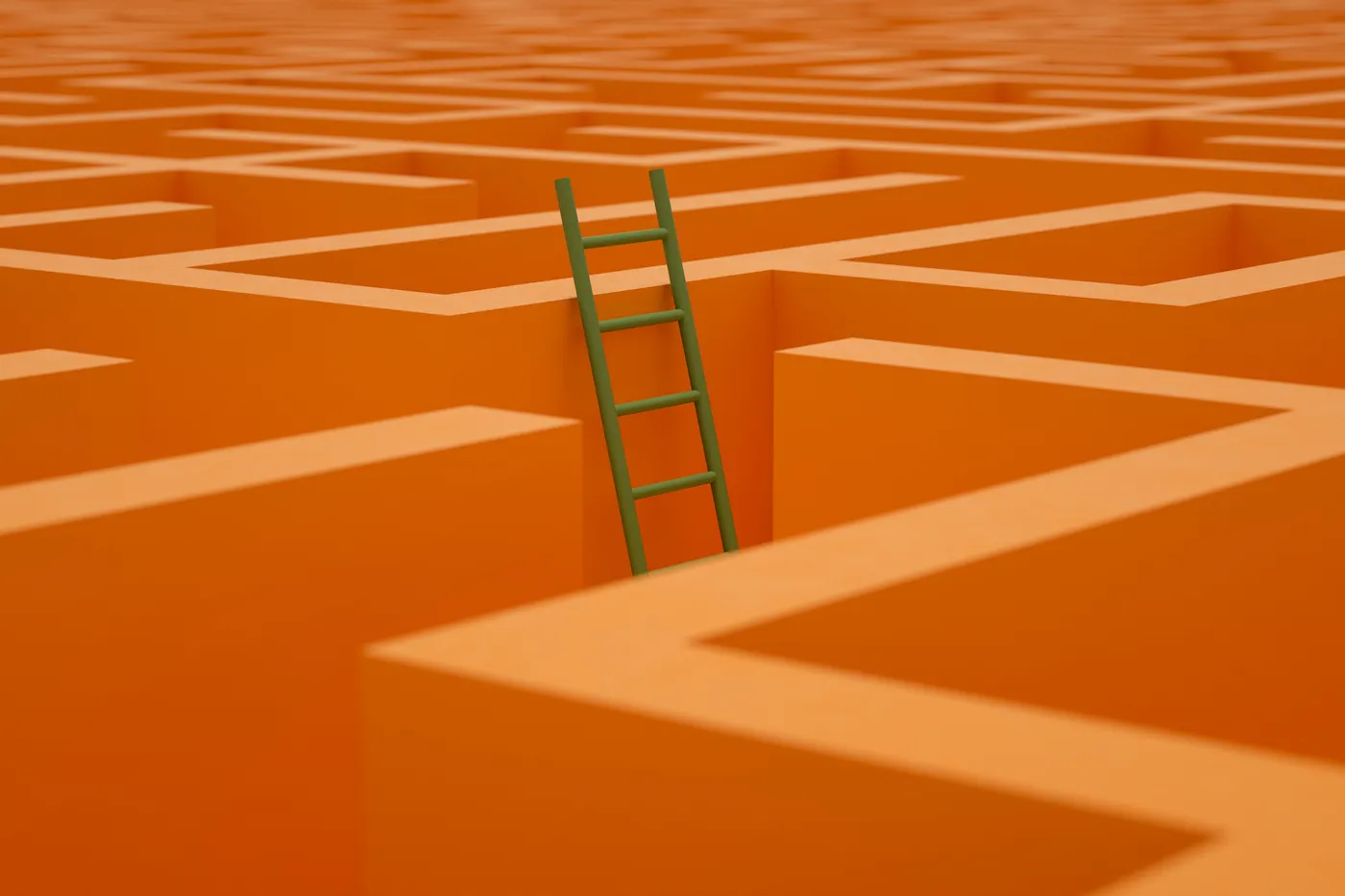 3d rendering of Maze, Labyrinth. Footpath, Choices, Problems,Strategy Concept. Staircase.