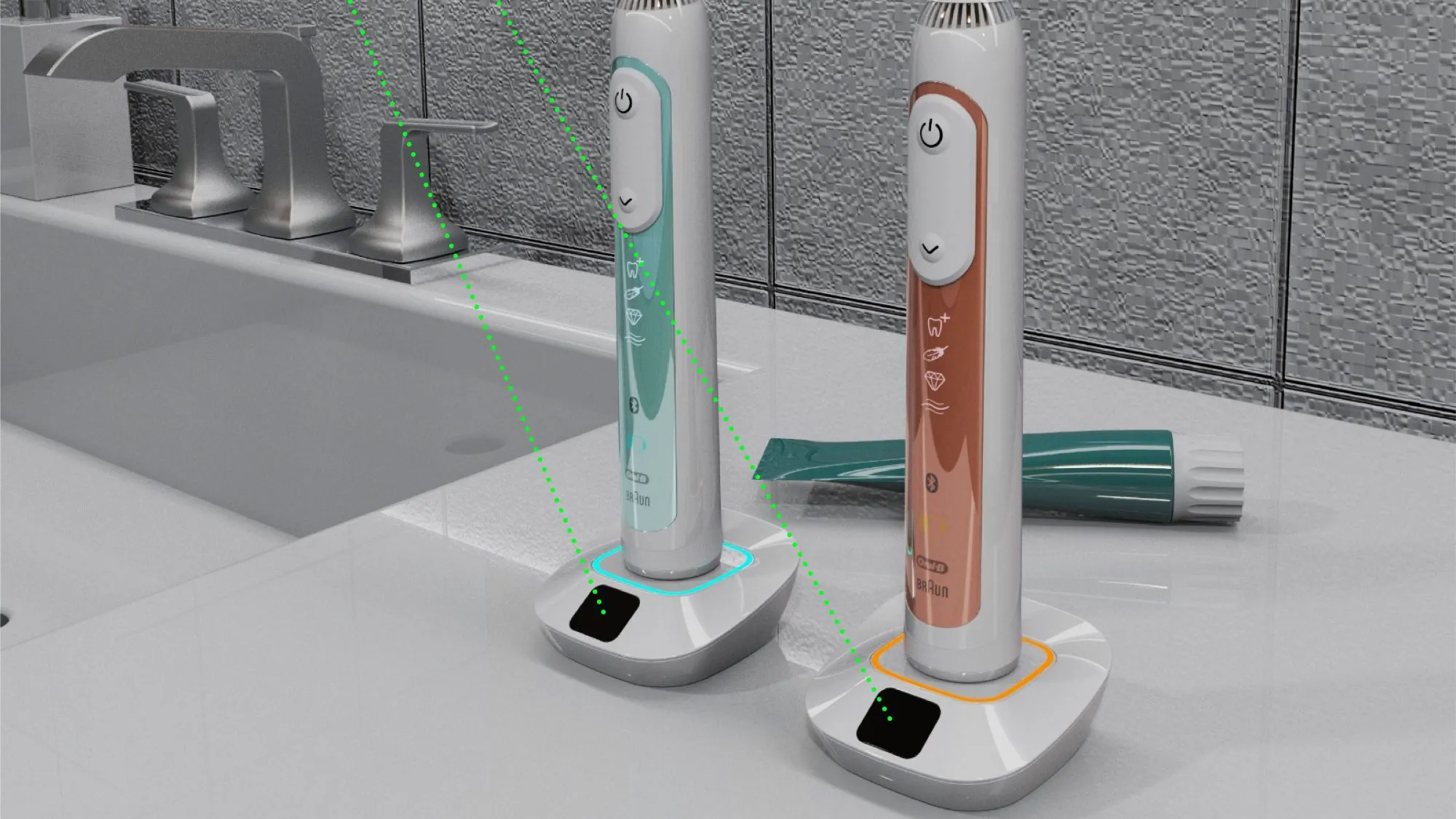 Toothbrush holders, with wireless charging