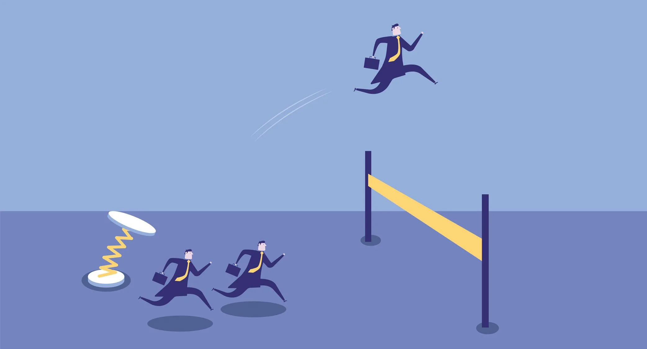 three animated hurdlers