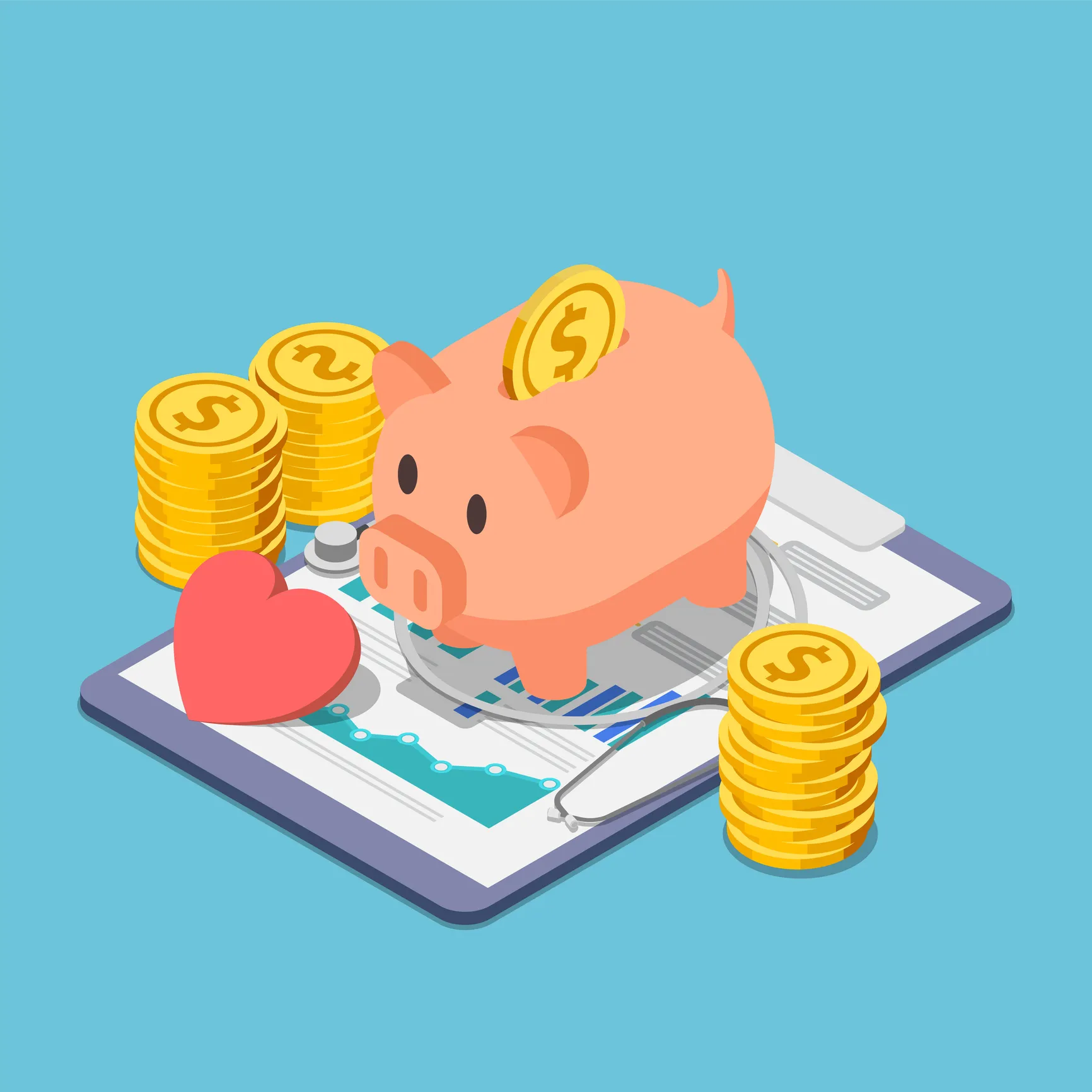 piggy bank illustration, Canvas Medical