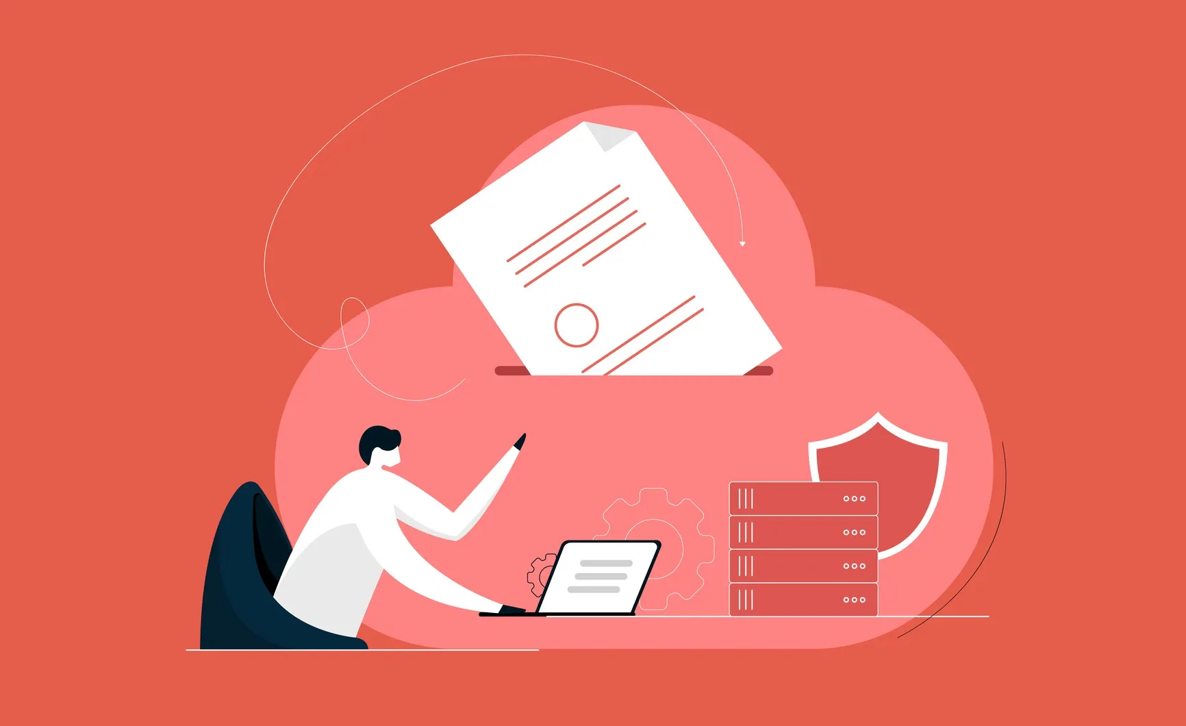illustration depicting securing data on cloud server