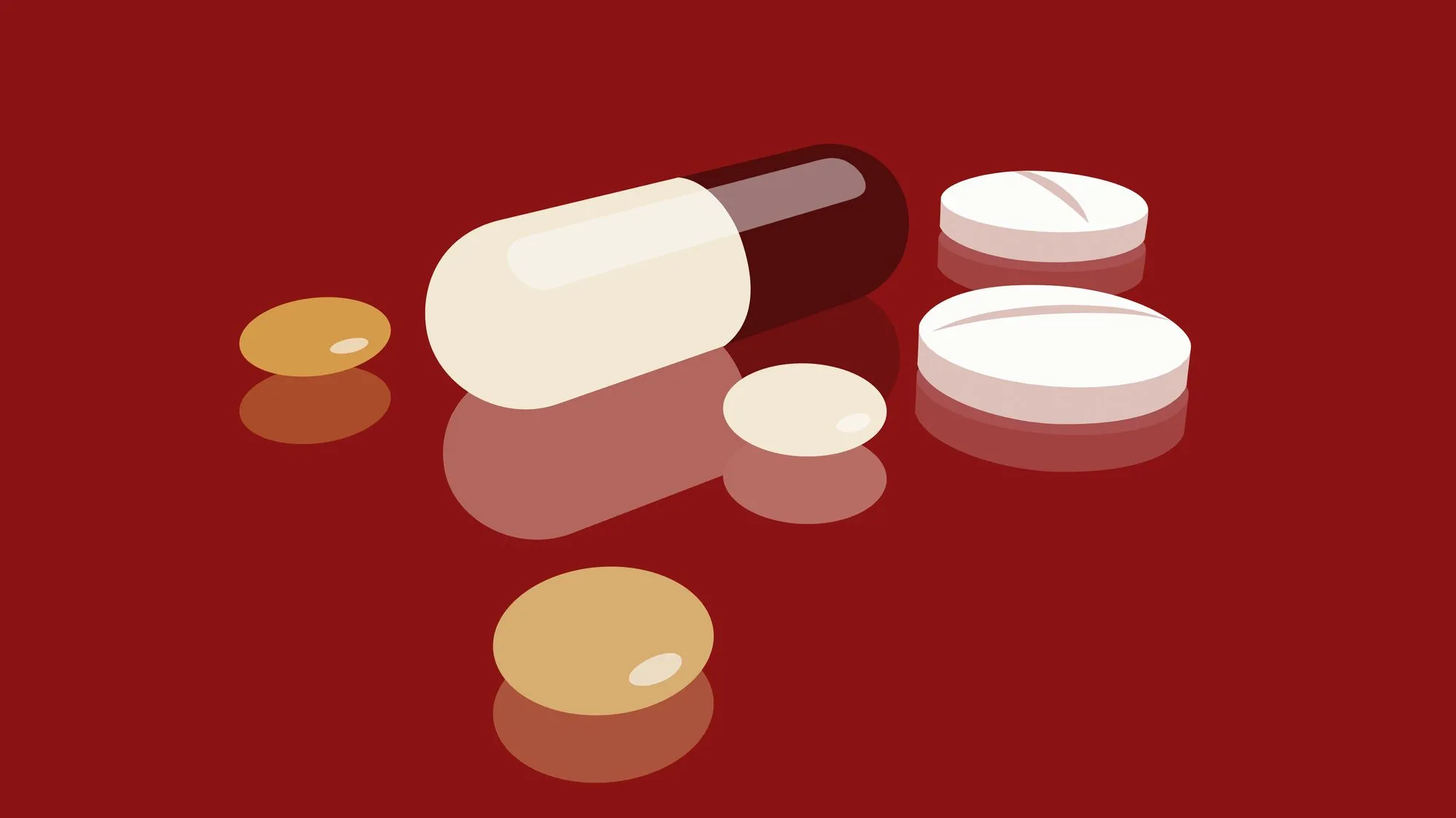 Concept illustration depicting pills, tablets, and capsules.