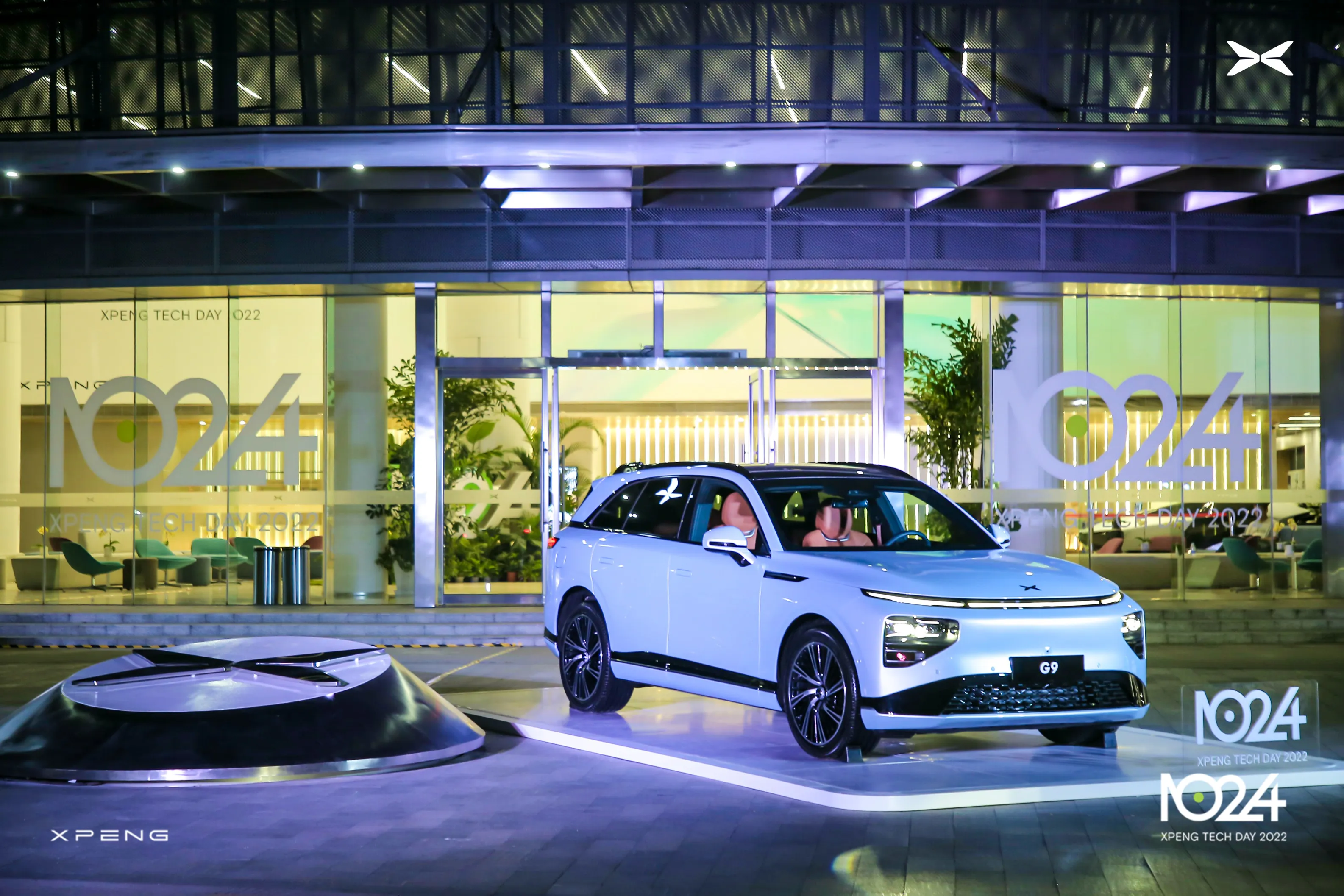 XPeng G9 SUV outside Tech Day 2022 event