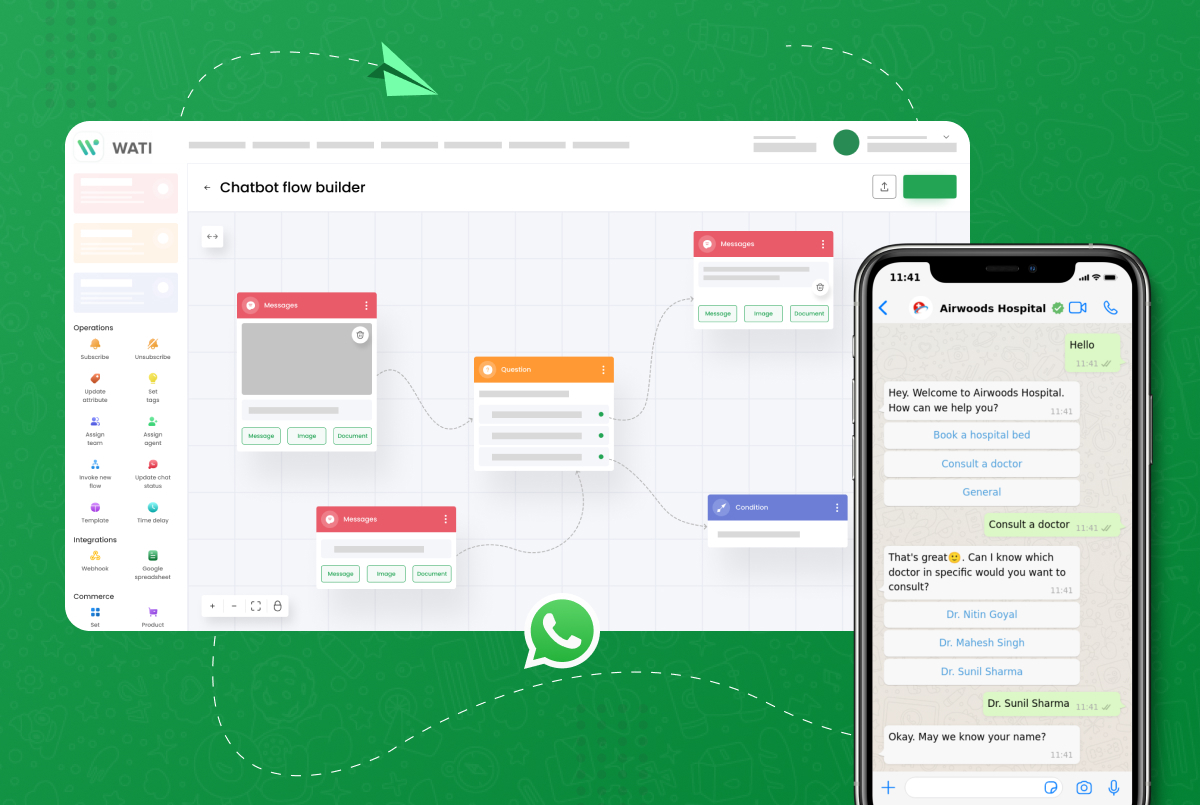 WATI's chatbot flow builder