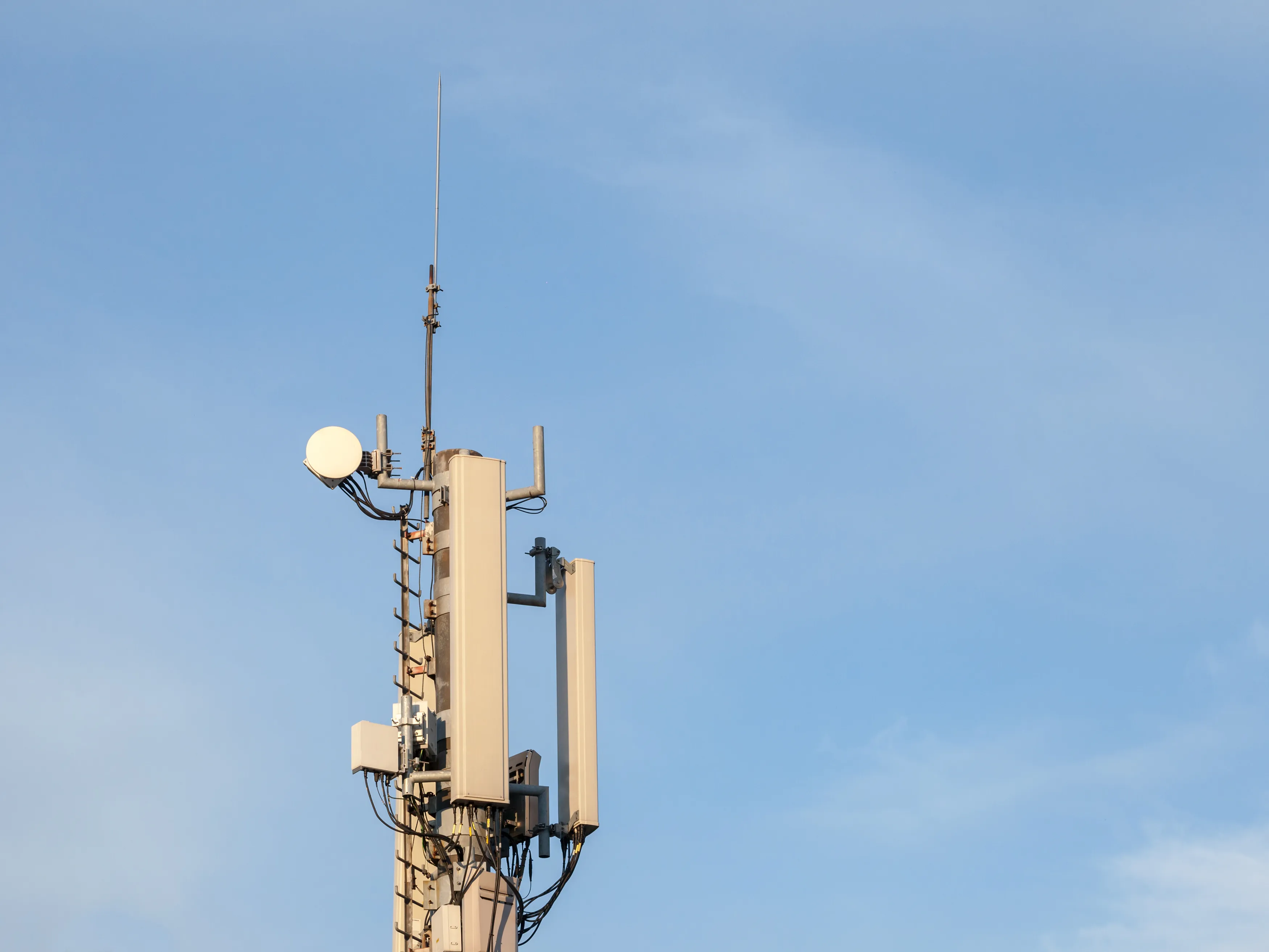 Picture of some telephone wireless antenna, a base station for 3G, 4G and 5G phone reception and transmission.