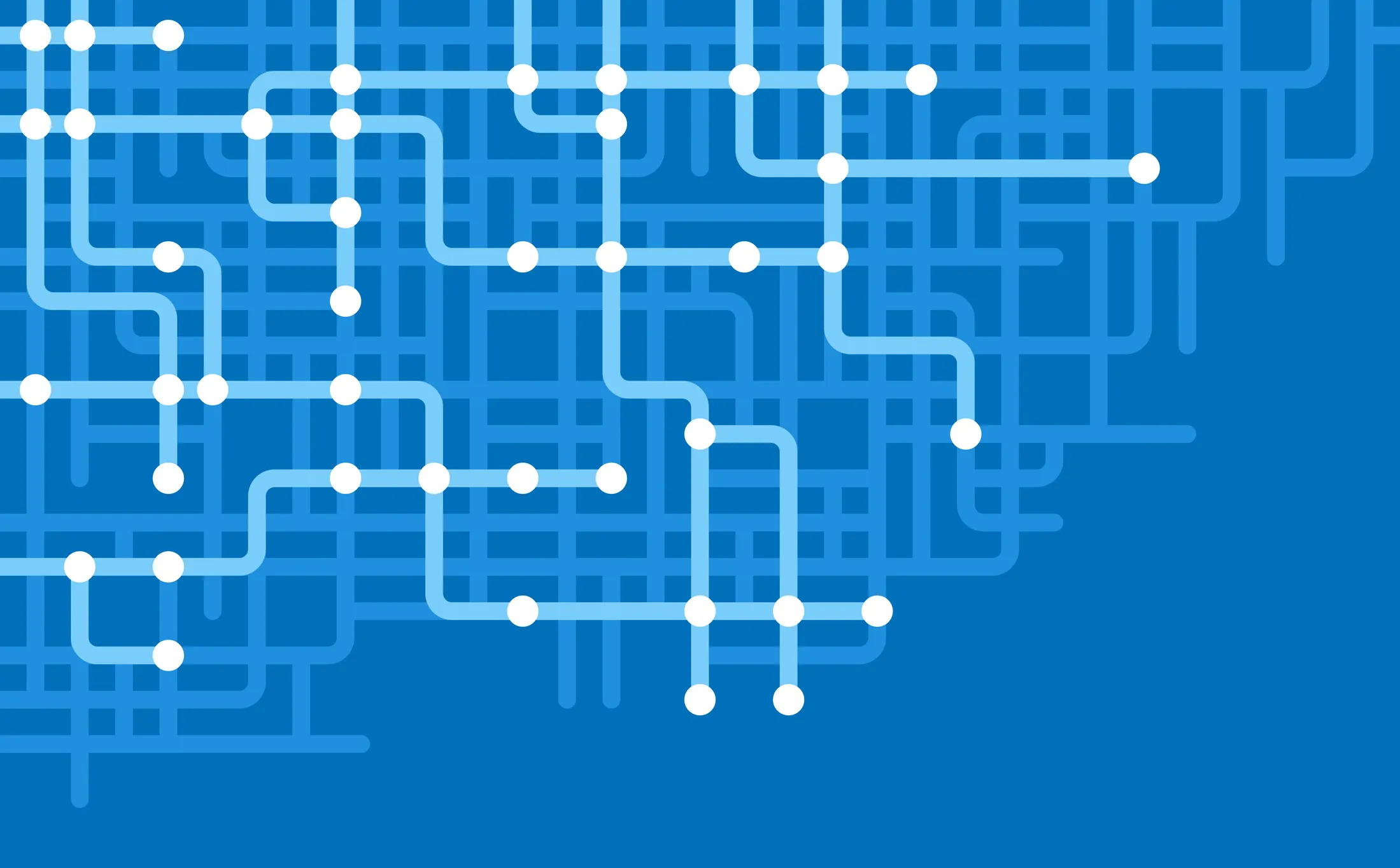 Subway style map with various connecting stations.