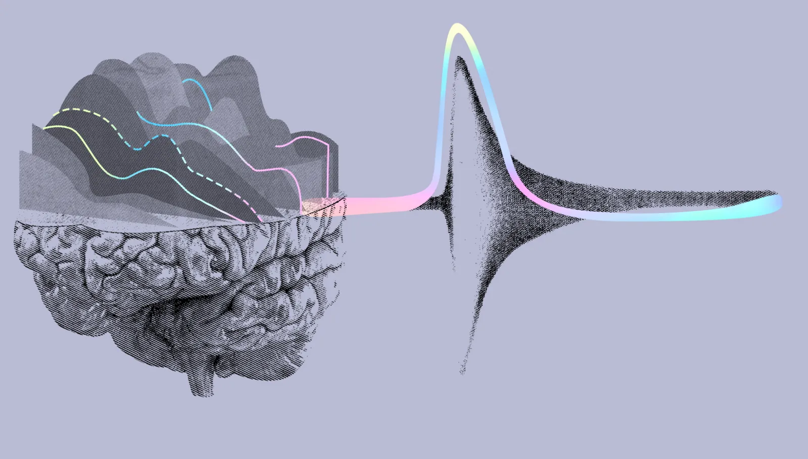 CollectivIQ, Artistic images of the brain and action potentials happening in it.