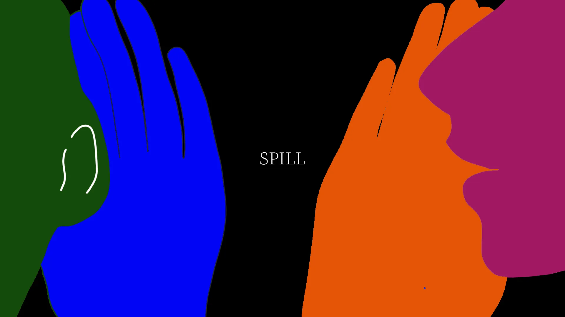 illustration for Spill social media app; one person talking, one listening