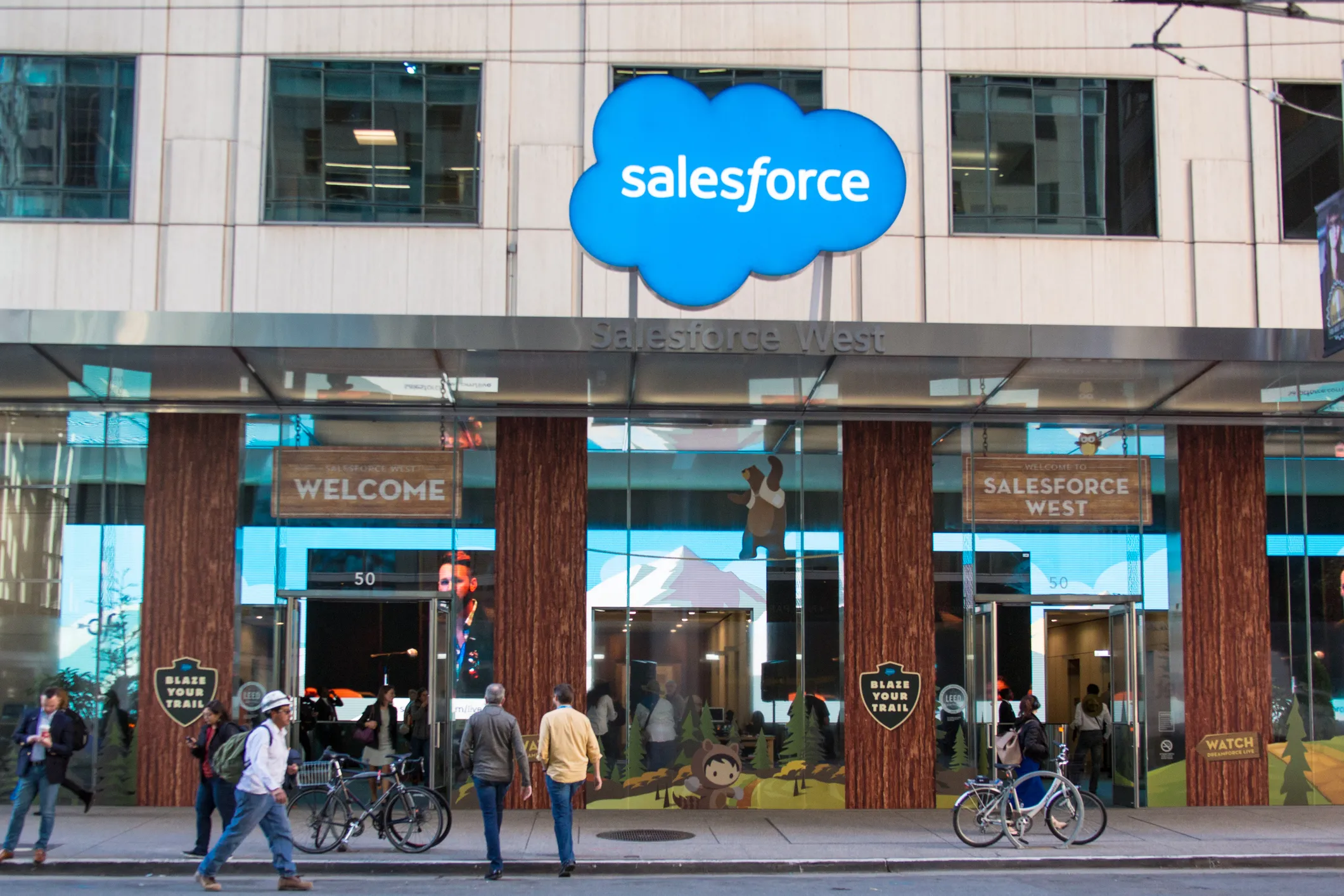 a view of the Salesforce West entrance on Mission Street.