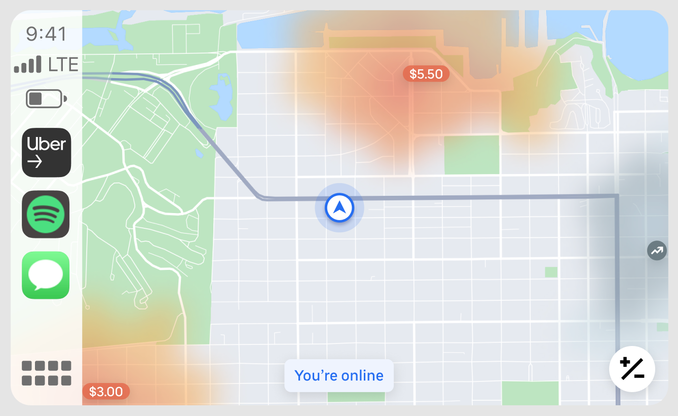 Uber CarPlay map