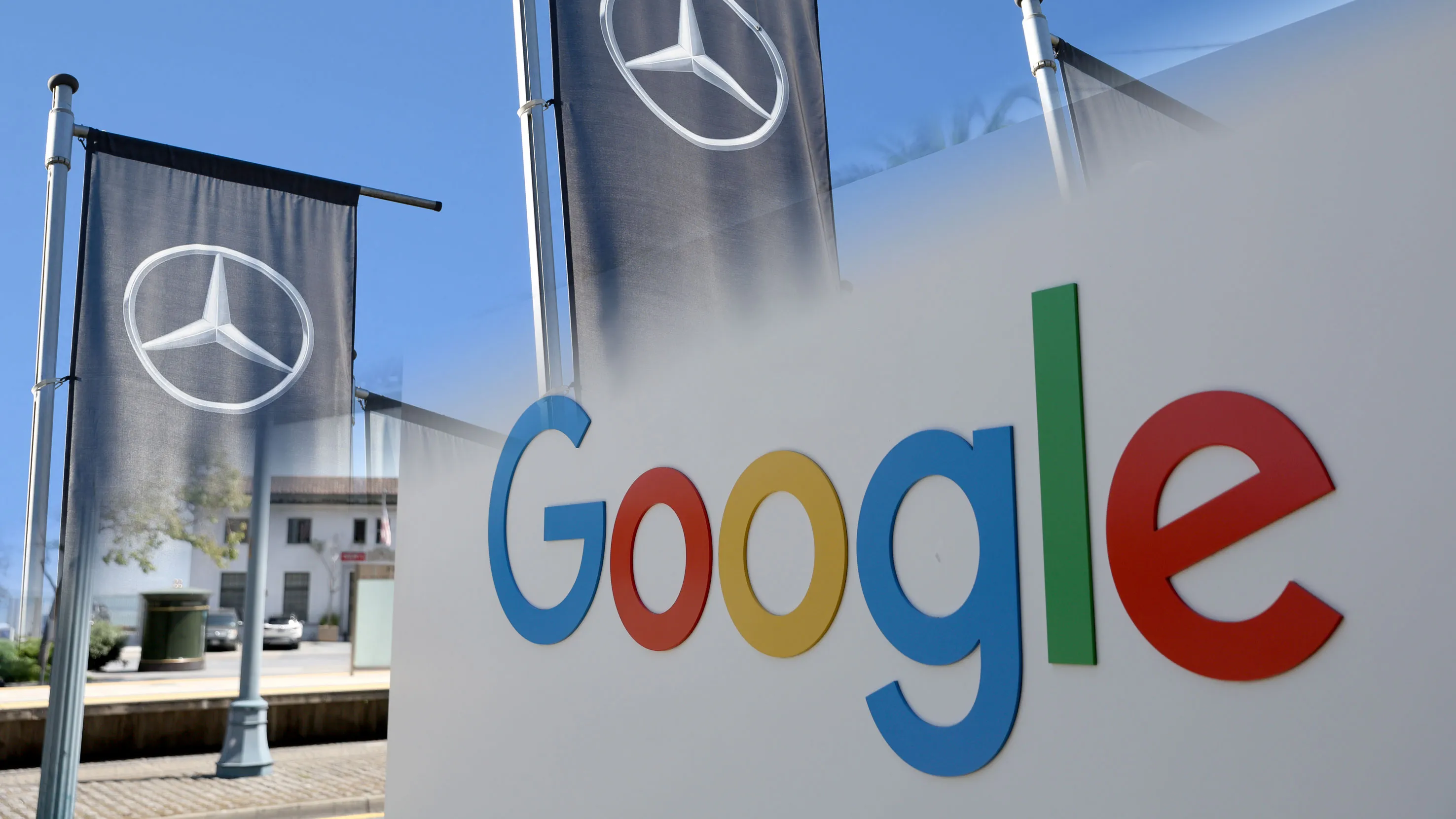 Mercedes and Google logos