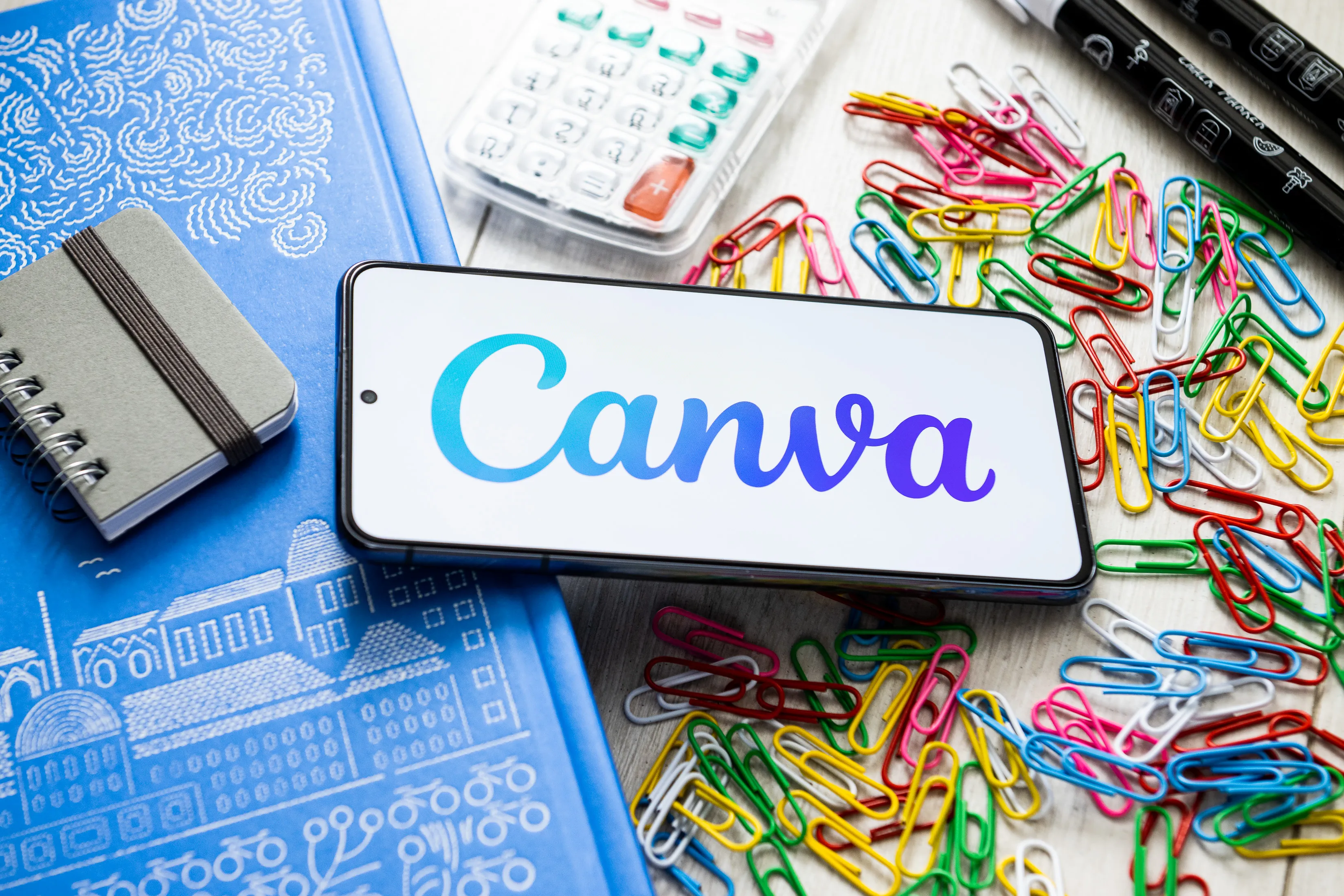 Canva logo on a phone