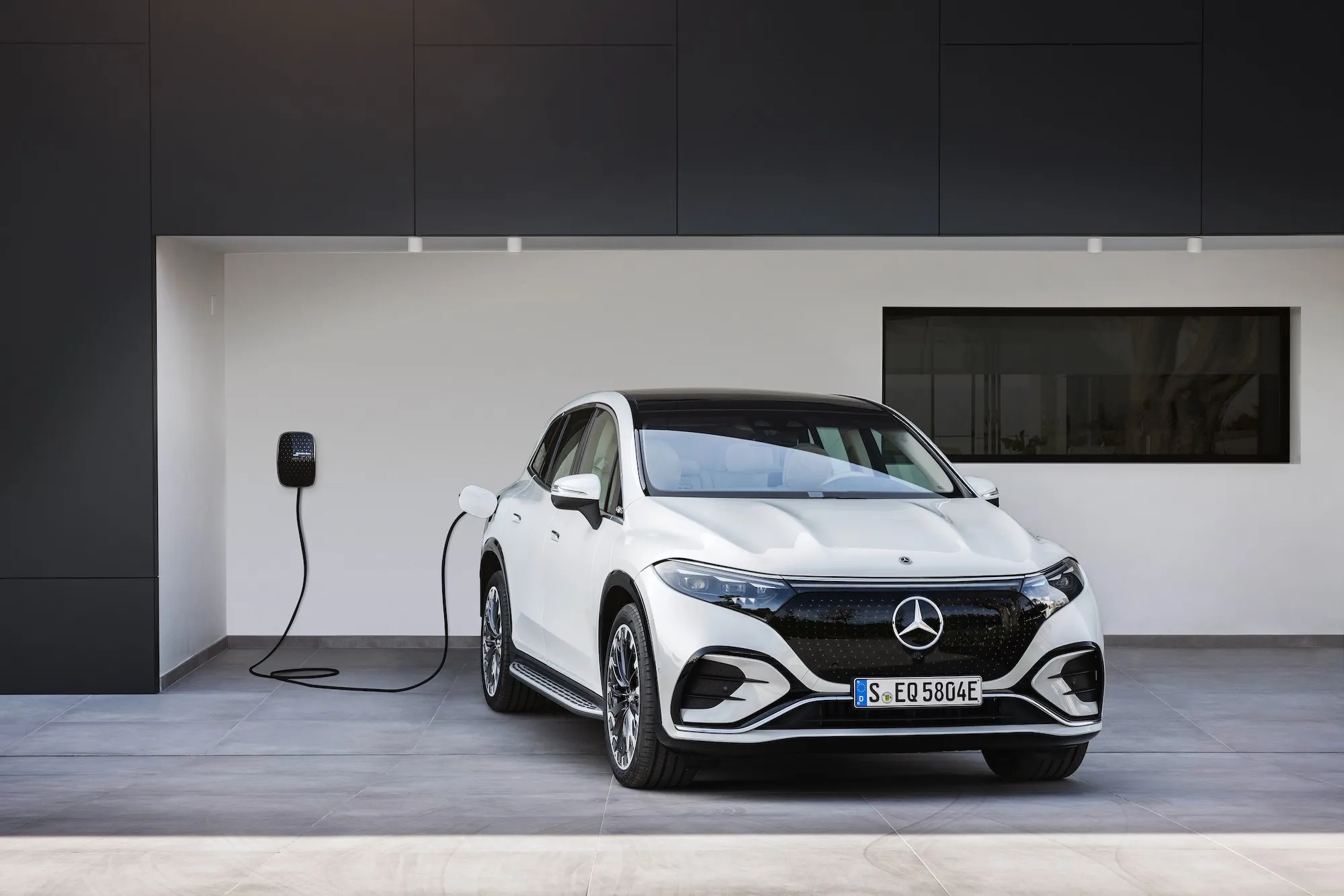 Mercedes-Benz EQS SUV, parked and charging