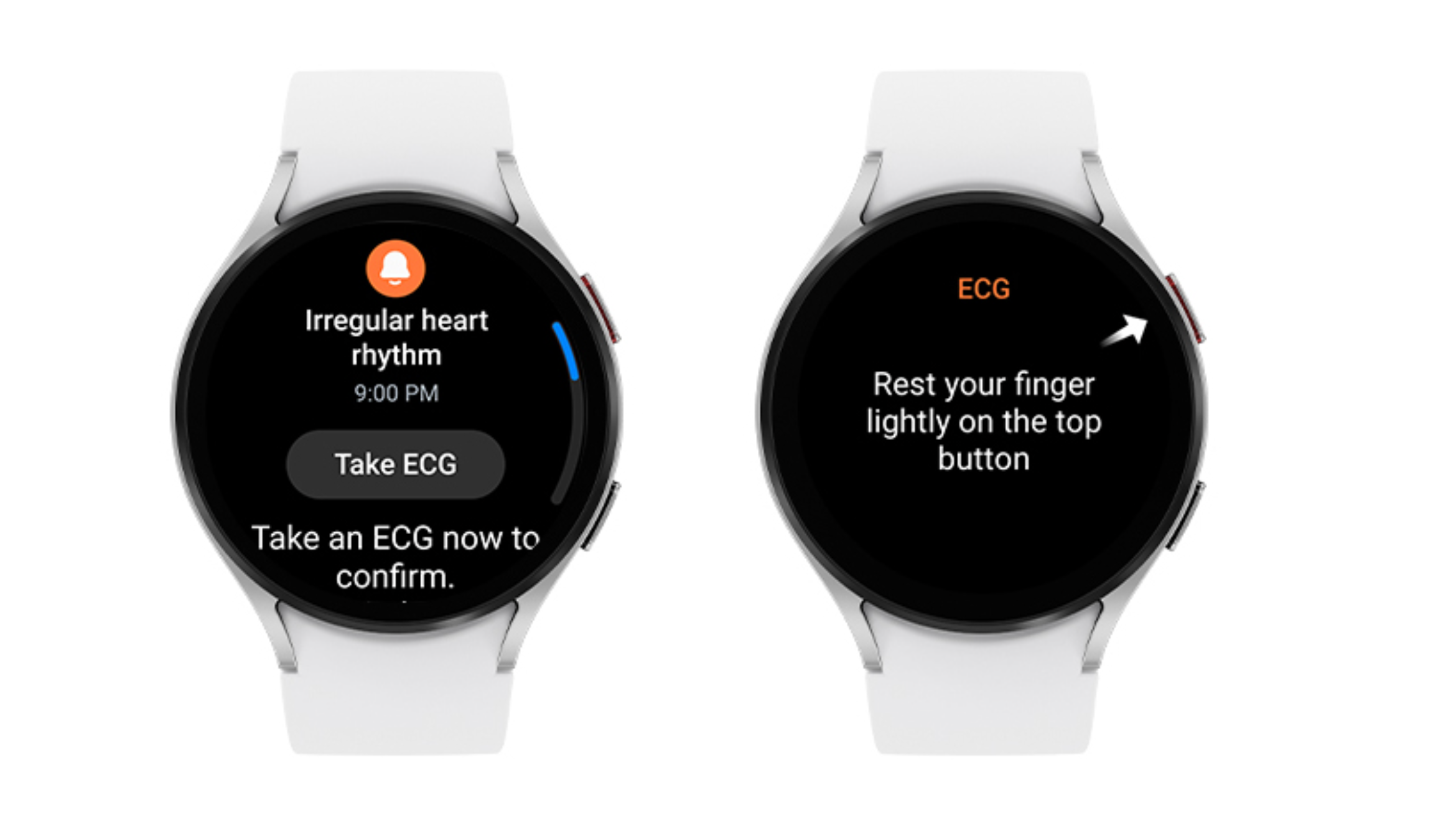 An image depicting Samsung's irregular heart rhythm feature on a galaxy watch