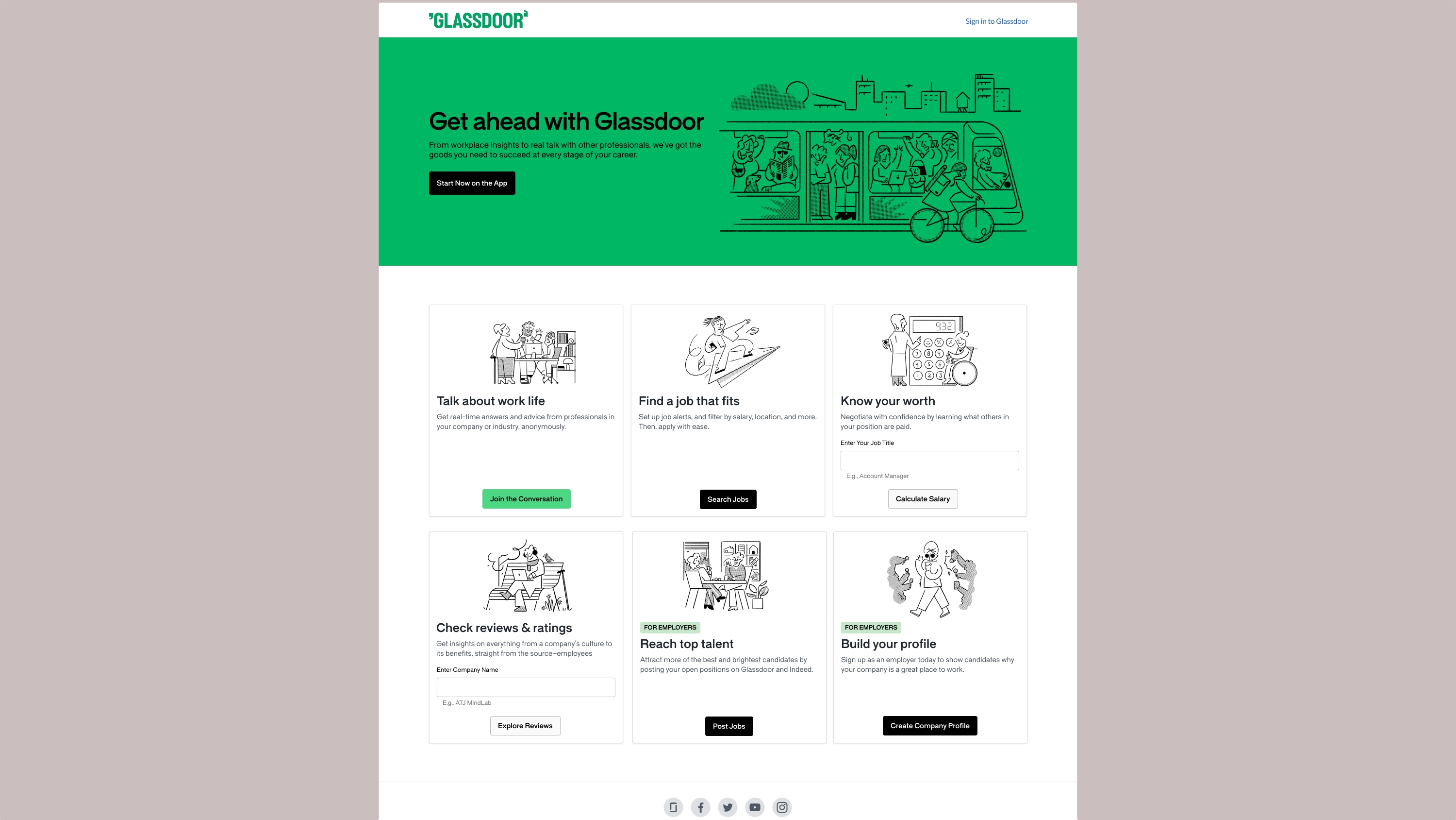 Glassdoor home page