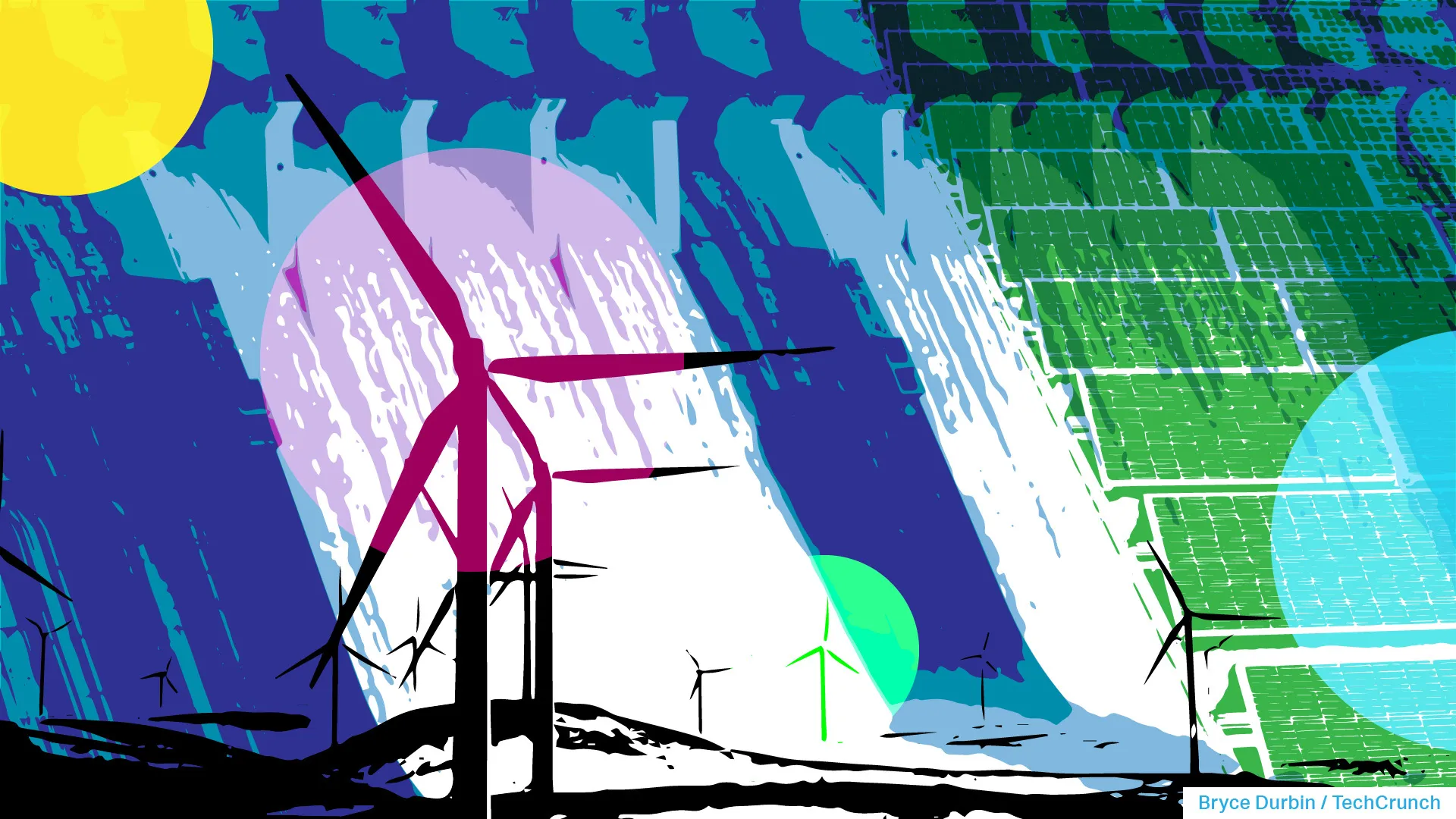 graphic depicting clean energy (solar, wind)