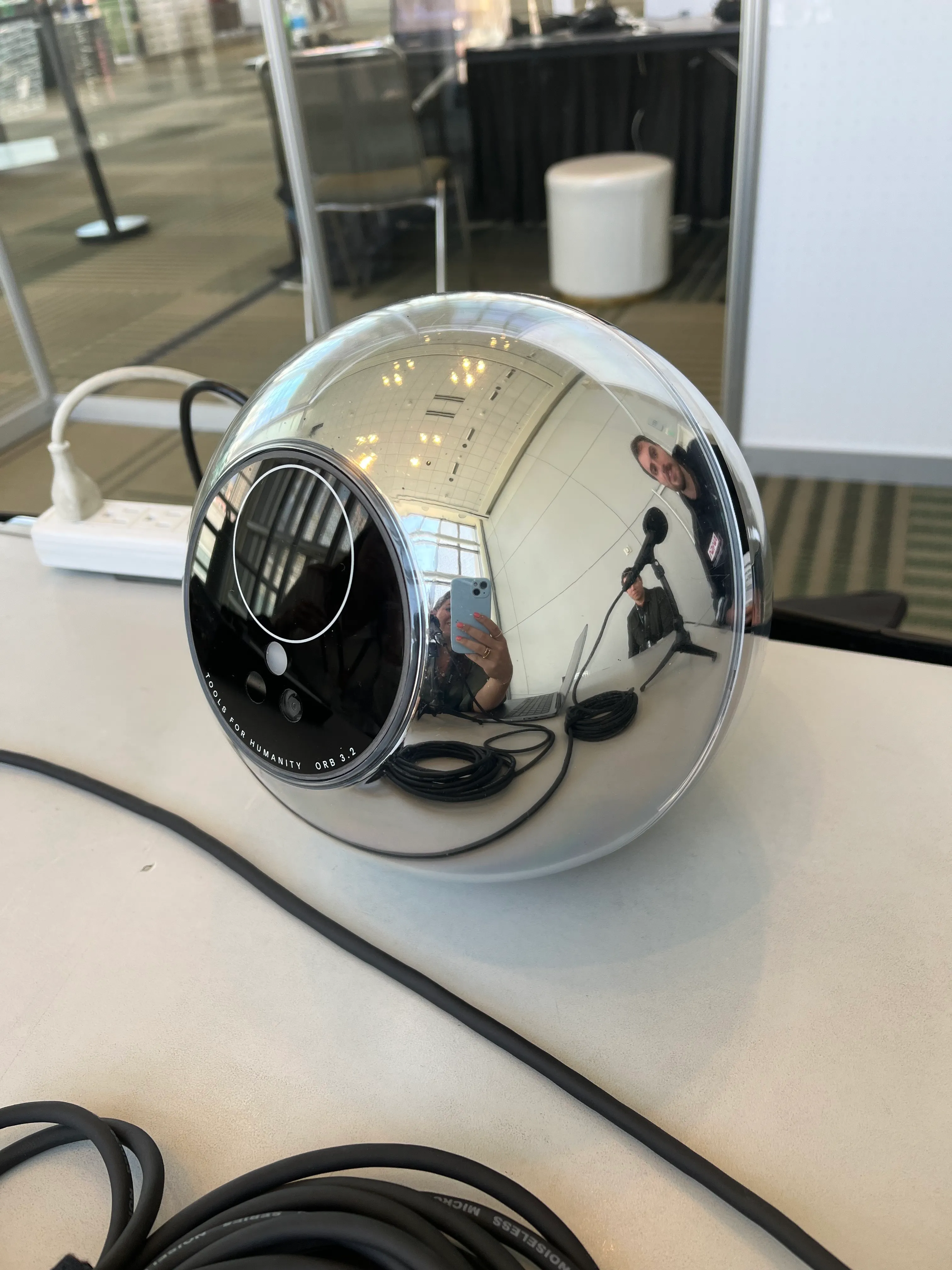 The shiny Tools for Humanity / Worldcoin's Orb for scanning irises