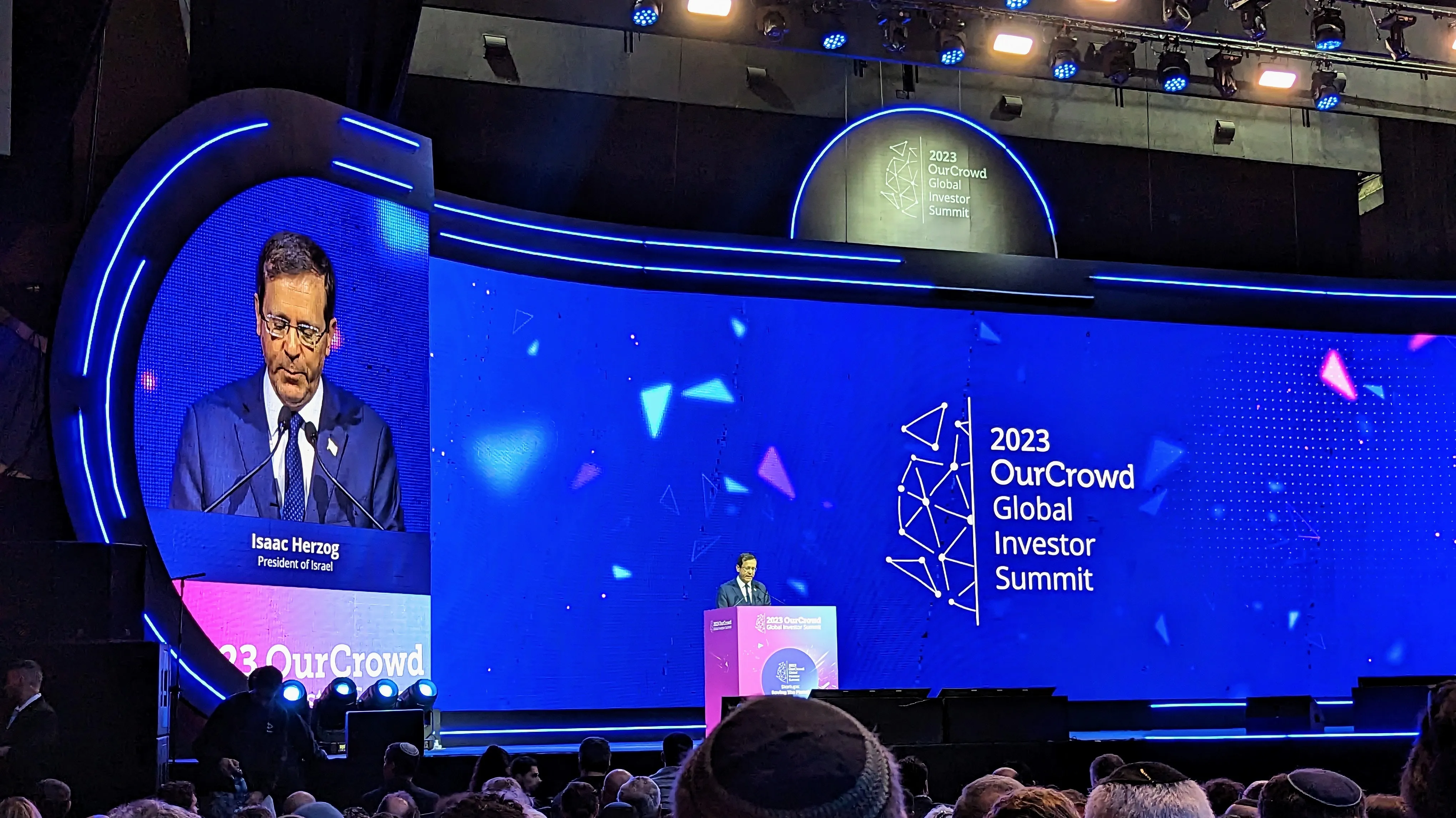 Isaac Herzog, president of Israel, speaks at the OurCrowd Summit 2023.