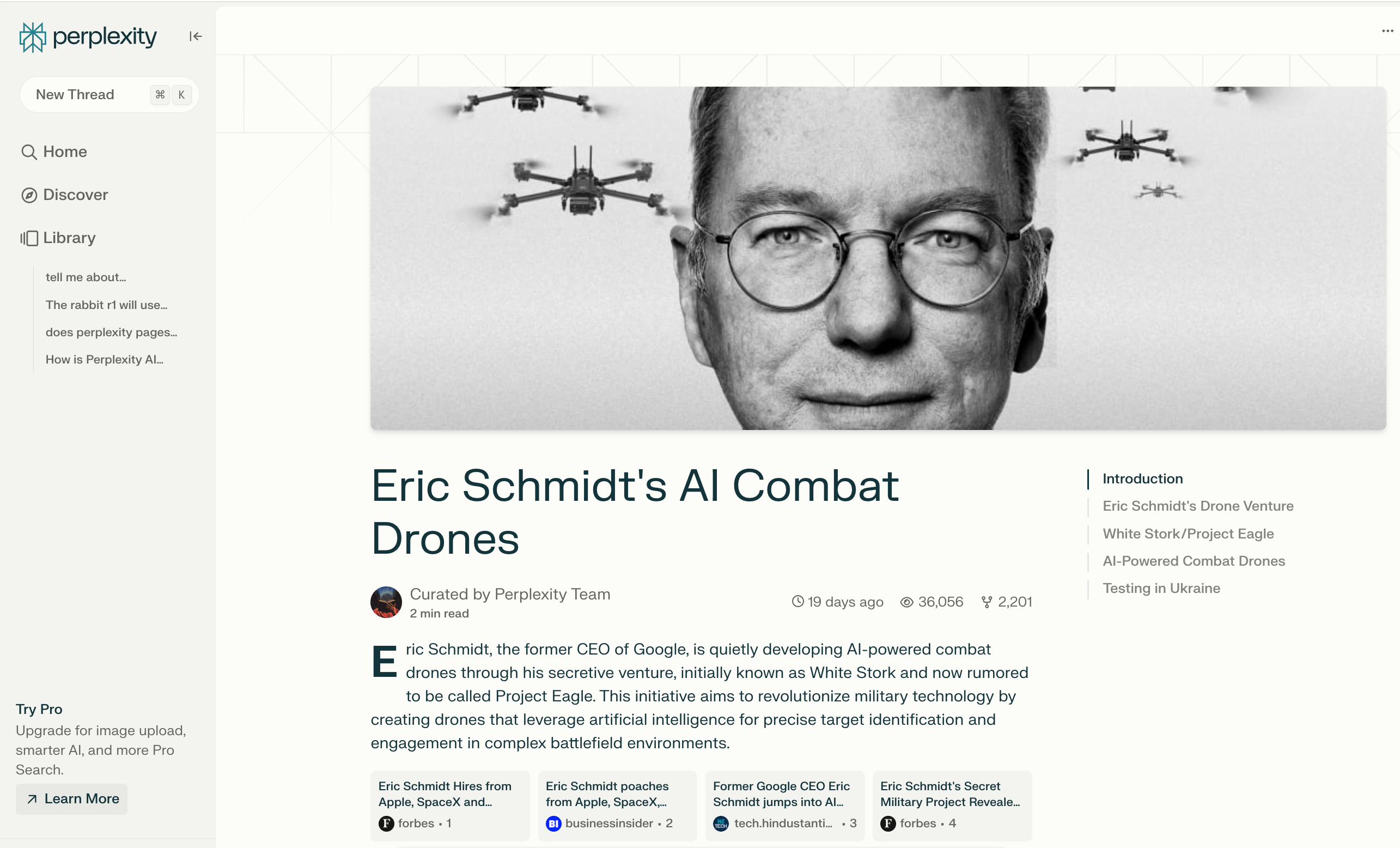 screenshot of Perplexity Pages