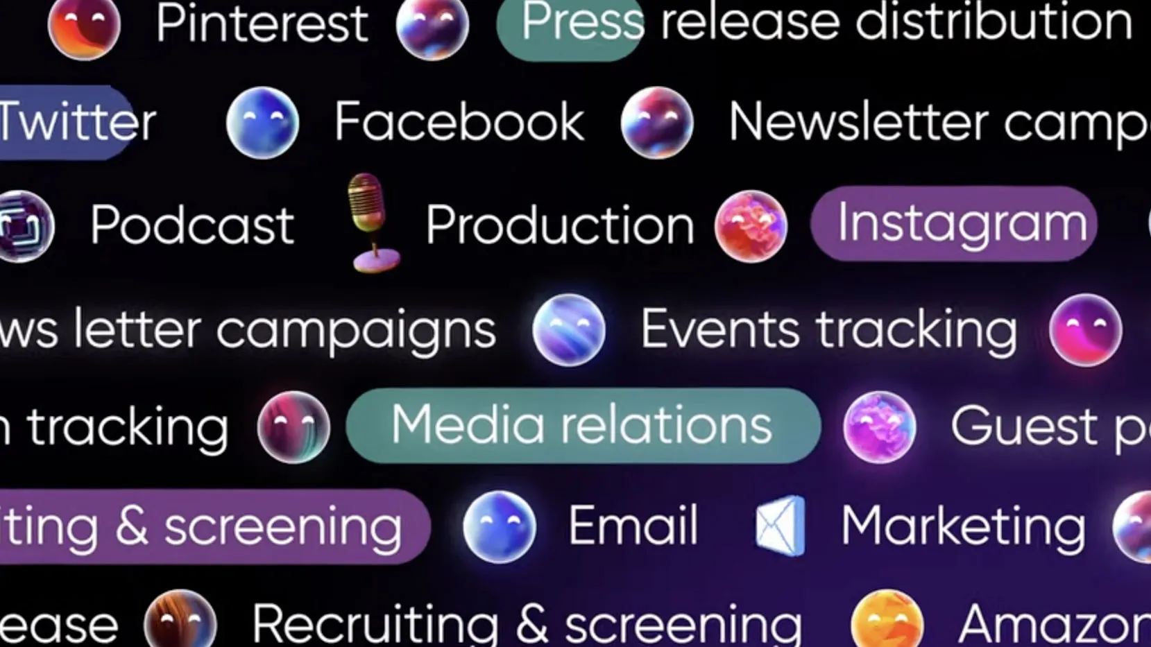 Enso products including email, recruiting and screening, newsletters, media relations and others