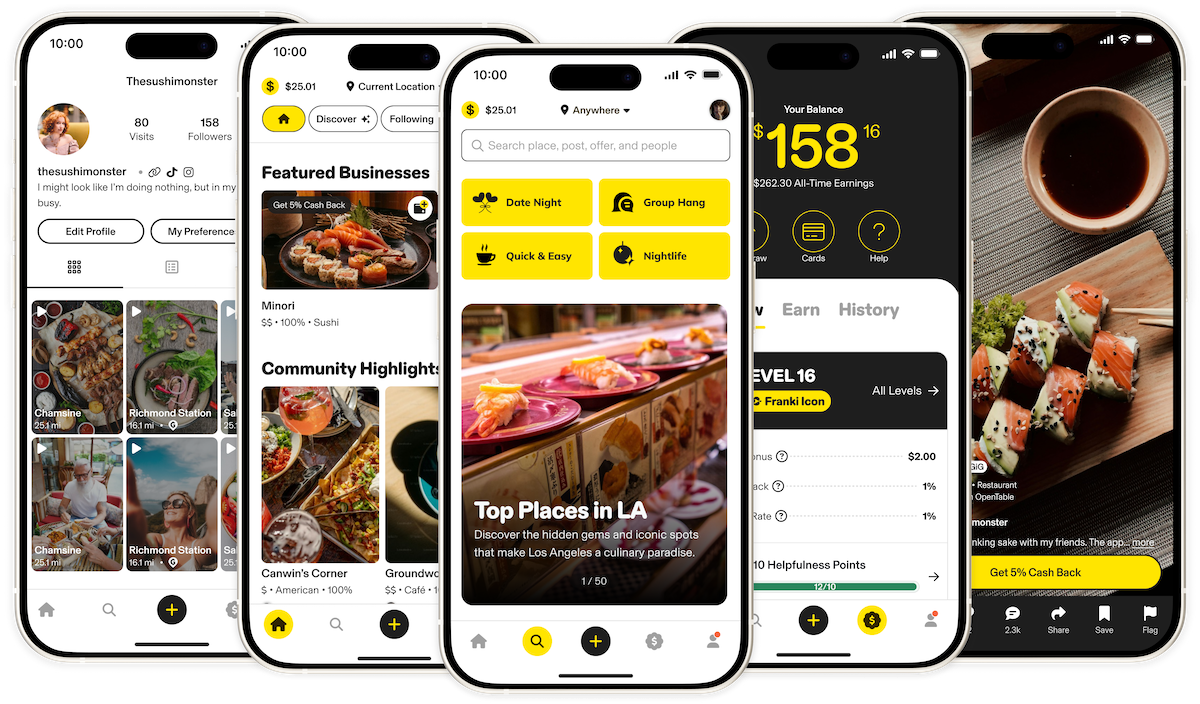 Franki app displayed on smartphone screens