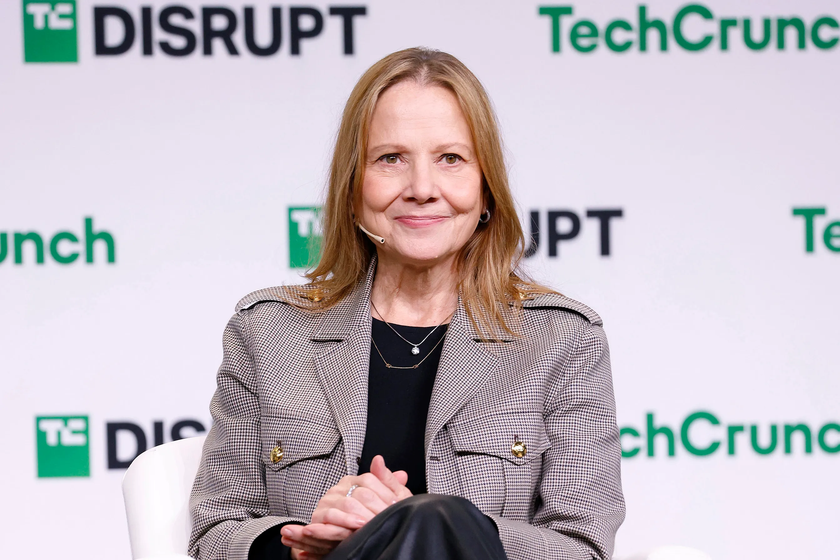 Mary Barra, Chair & CEO of General Motors, speaks onstage during TechCrunch Disrupt 2024