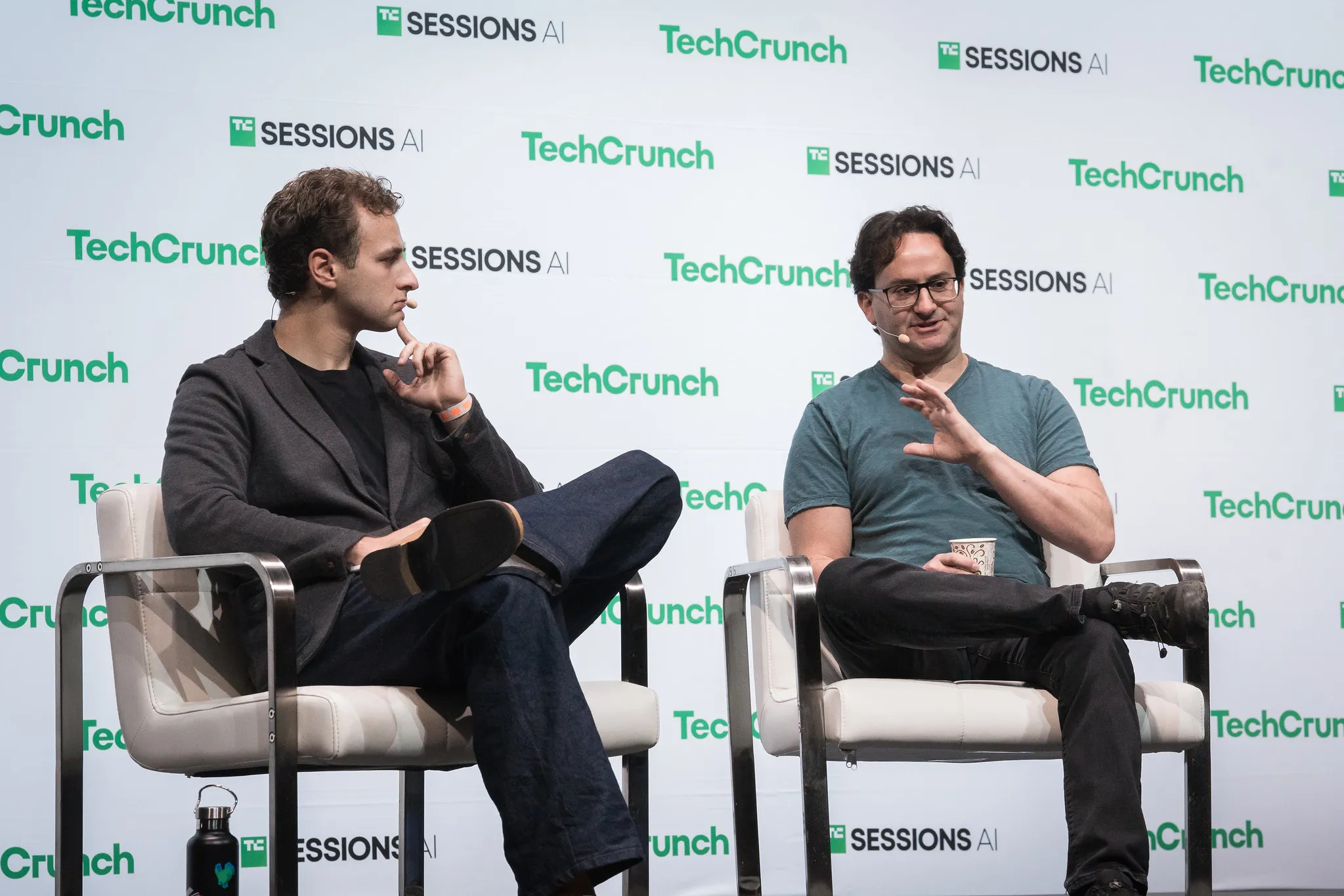 Jared Kaplan on stage at TechCrunch Sessions AI
