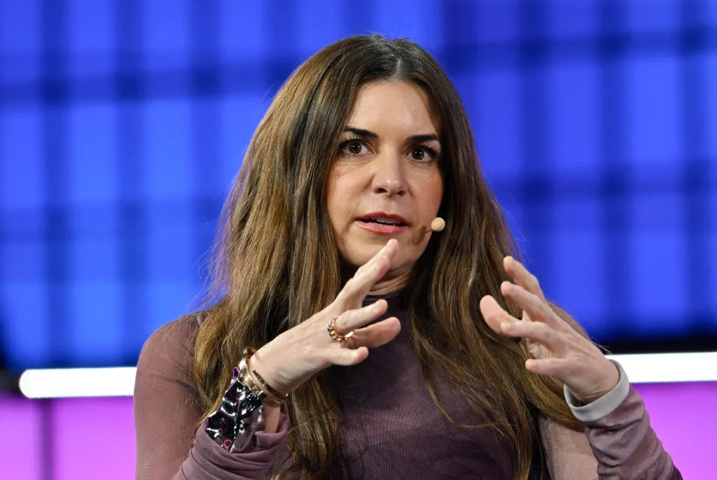 LISBON, PORTUGAL - NOVEMBER 13: Sarah Franklin, CEO, Lattice, delivers remarks while discussing with Lidiane Jones, CEO Bumble, and Danielle Belton, Editor-in-Chief The Huffington Post, about "So you’re the new CEO?" at Center Stage during the second day of Web Summit on November 13, 2024 in Lisbon, Portugal. The annual conference brings together founders and CEOs of technology companies, as well as policymakers, to discuss the future of the Web. This year runs from November 11 to November 14. The 2024 event announced that has officially sold out its Lisbon flagship event with more than 70,000 attendees, a record breaking 3,000 exhibiting companies, 1,000 investors and 2,000 global media. This year's Web Summit marks the comeback of Paddy Cosgrave, CEO and co-founder of the event, who had resigned in 2023 and was replaced by Katherine Maher. Ms. Maher left after three months and, in April 2024, Cosgrave decided to return as CEO. (Photo by Horacio Villalobos#Corbis/Getty Images)