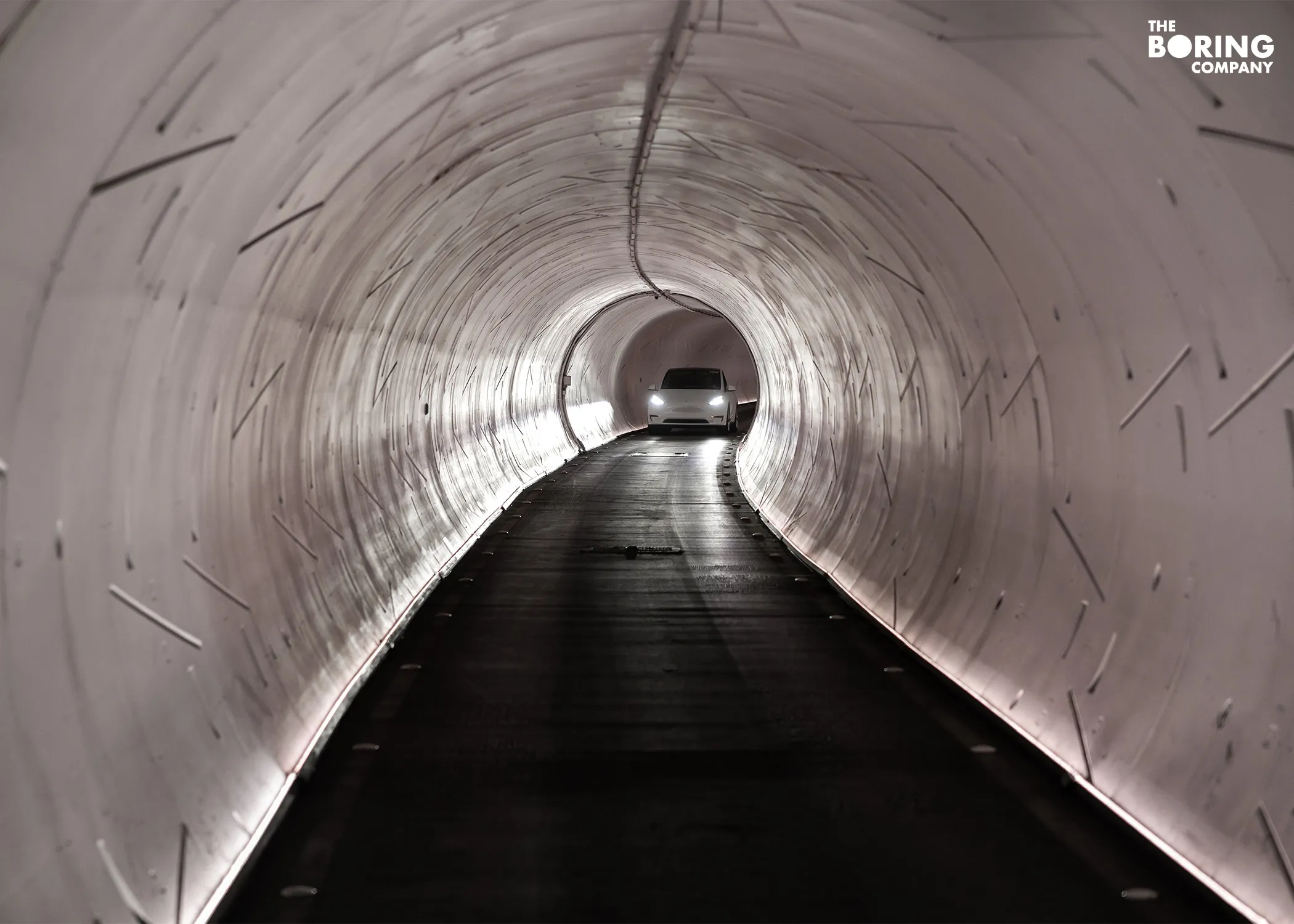 A Tesla in the Boring company tunnel in Las Vegas.