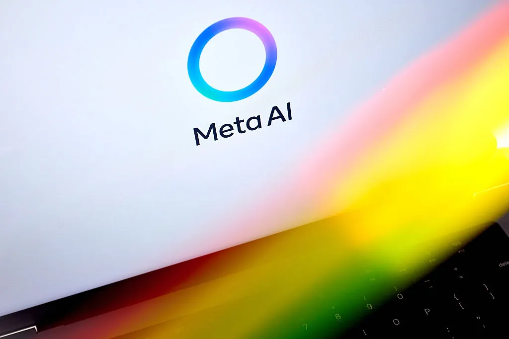 The Meta AI logo on a laptop