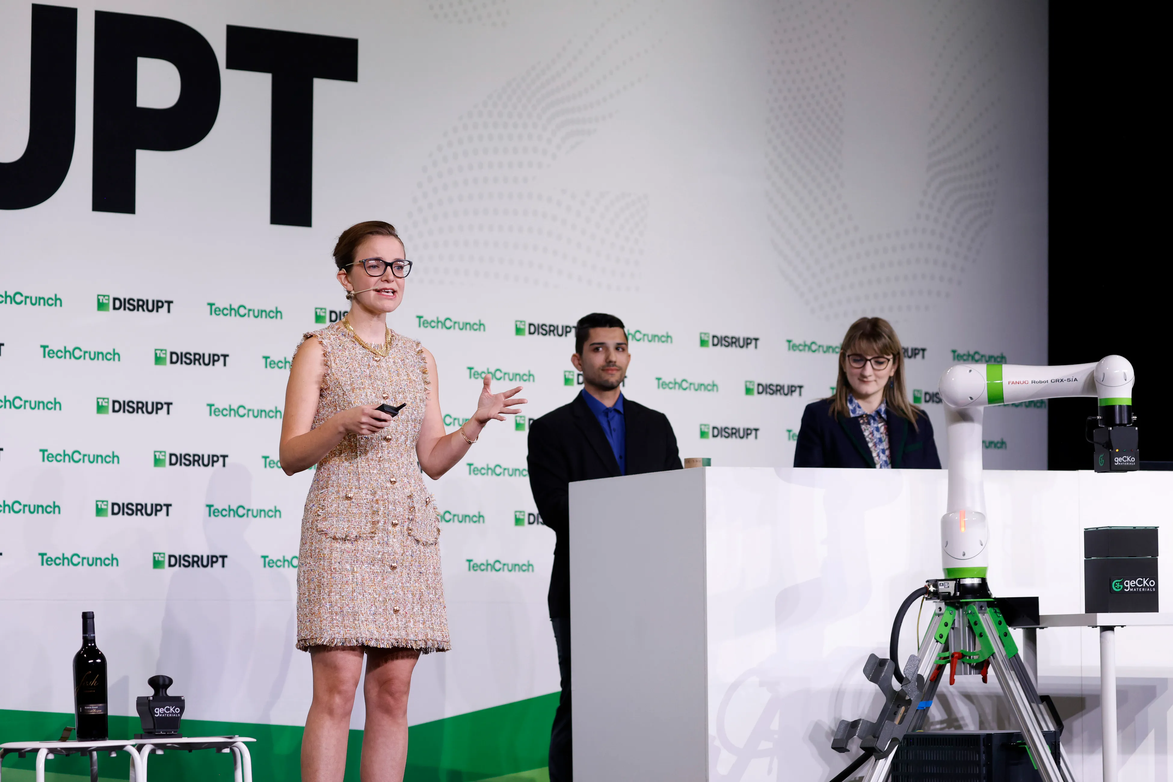 Capella Kerst, Founder & CEO of geCKo Materials, speaks onstage during day three of TechCrunch Disrupt 2025