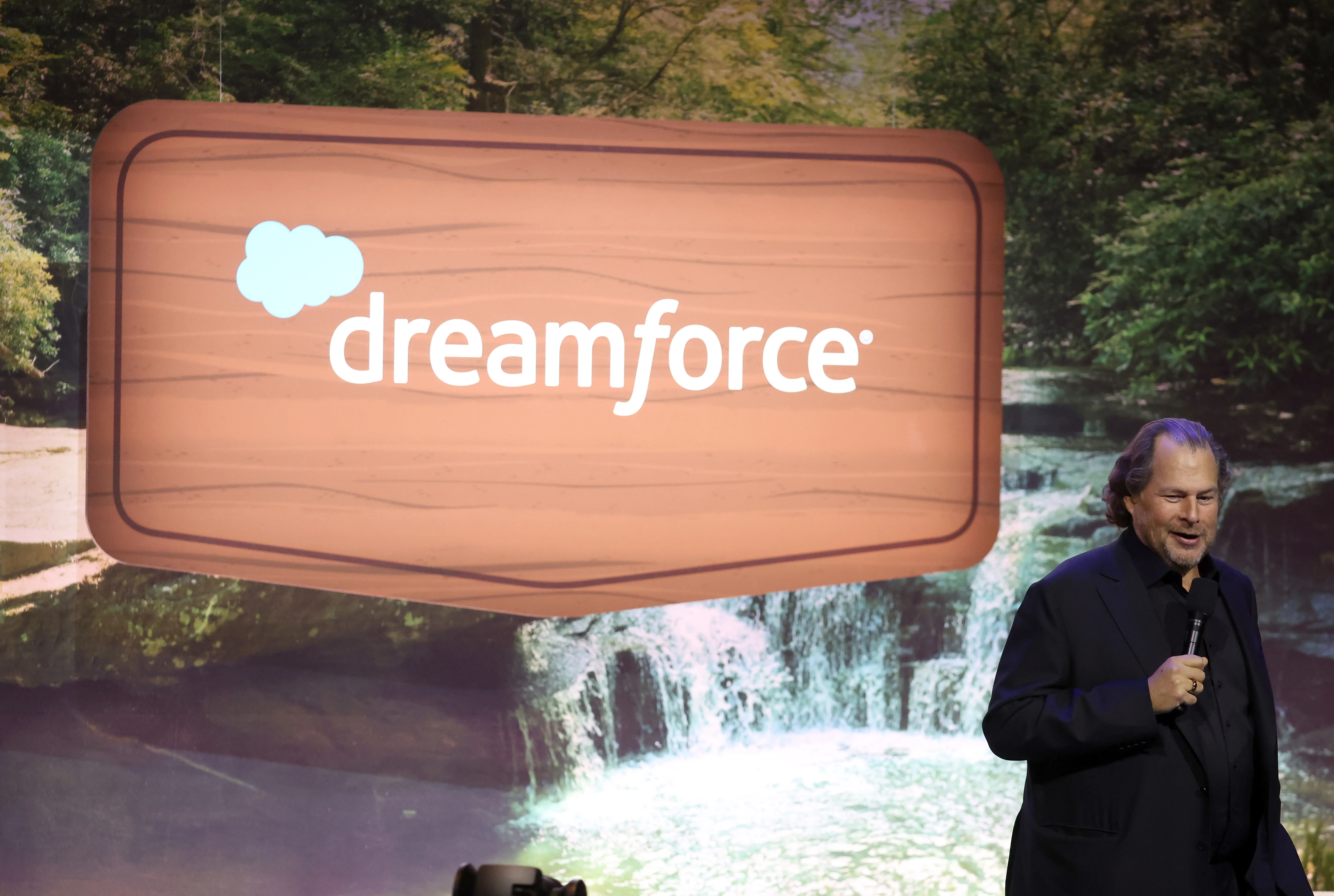 Salesforce CEO Marc Benioff speaks during Salesforce's Dreamforce on September 17, 2024 in San Francisco
