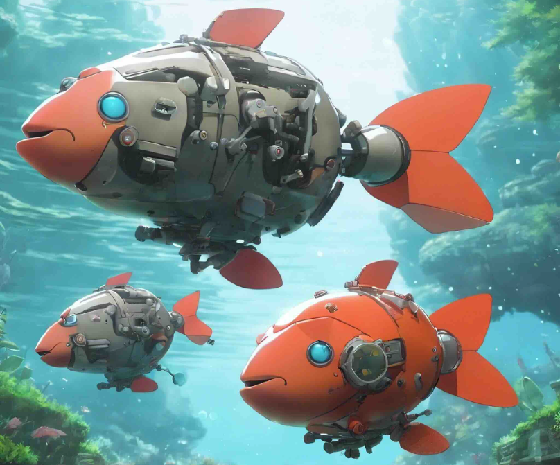 render of robotic fish